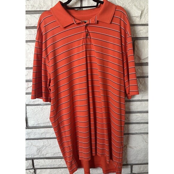 The Foundry Shirt Men's 2XLT Orange Striped Pima Cotton Quick Dri Comfort Golf - Picture 2 of 8